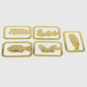Vintage Animal Bookmarks, Gold Tone Made in Italy Set of 5, Book Lover Reader